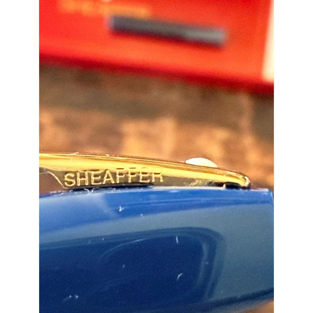 Sheaffer Triumph Imperial Fountain Pen Blue Gold Fine Nib Box Papers 1990s
